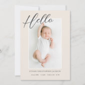 スクリプトモダンベビーフォト誕生 案内状 (正面)