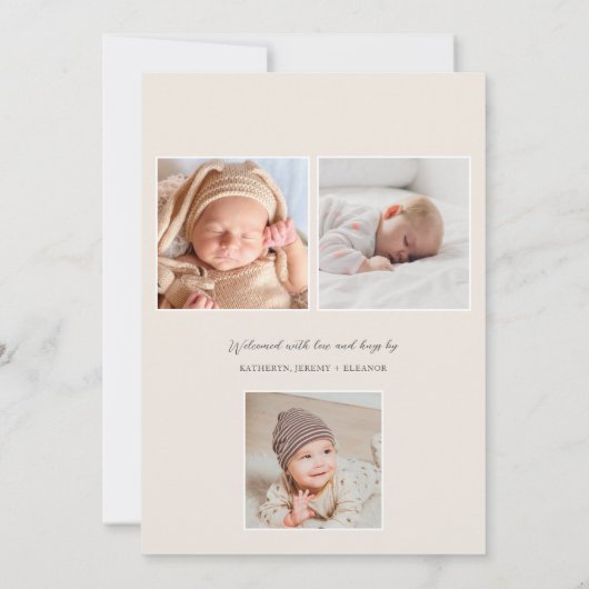 スクリプトモダンベビーフォト誕生 案内状 (裏面)