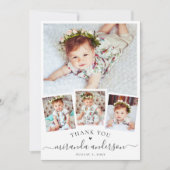スクリプトモダンベビー4フォトコラージュ サンキューカード (正面)