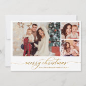 スクリプトモダンボタニカル3フォトコラージクリスマス シーズンカード (正面)