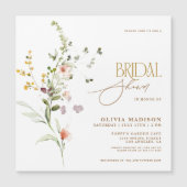 スクリプトモダンボホフラワーガーデンブライダルシャワー マグネット招待状 (正面)