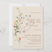 スクリプトモダンボホフラワーガーデンブライダルシャワー 招待状 (正面)