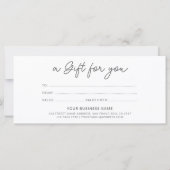 スクリプトモダンミニマリストのギフト証明書 (裏面)