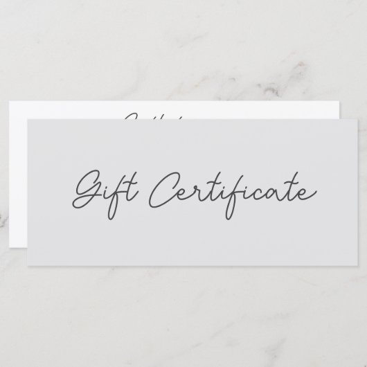 スクリプトモダンミニマリストのギフト証明書 (正面/裏面)