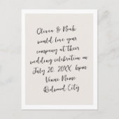 スクリプトモダンミニマル結婚リスト ポストカード (正面)