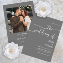 スクリプトモダンミニマル結婚式招待状