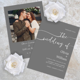 スクリプトモダンミニマル結婚式招待状 招待状