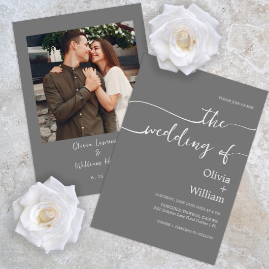 スクリプトモダンミニマル結婚式招待状 招待状