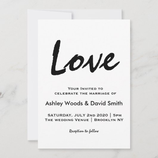 スクリプトモダンミニマル結婚式招待状 招待状 (正面)