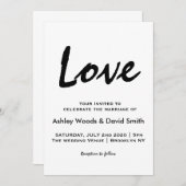 スクリプトモダンミニマル結婚式招待状 招待状 (正面/裏面)