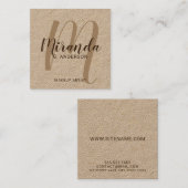 スクリプトモダンモノグラムと名前クラフト紙 スクエア名刺 (正面/裏面)