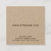 スクリプトモダンモノグラムと名前クラフト紙 スクエア名刺 (裏面)