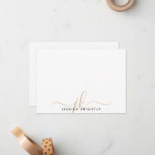 スクリプトモダンモノグラムイニシャルミニマル金ゴールド ノートカード (正面/裏面インサイチュ)