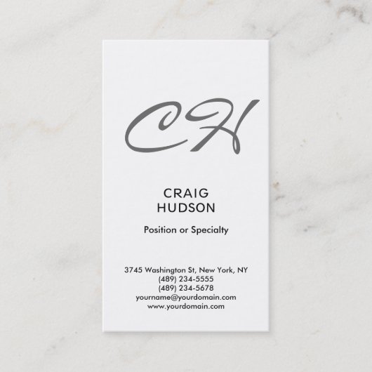 スクリプトモダンモノグラムプロフェッショナル名刺 名刺 (正面)