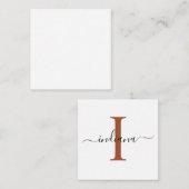 スクリプトモダンモノグラム手書きブラックとタン ノートカード (正面/裏面)