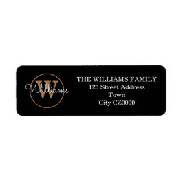 スクリプトモダンモノグラム白黒金ゴールドアドレス ラベル