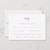 スクリプトモダンラベンダー |の結婚食事の選択 出欠カード (裏面)