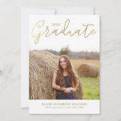 スクリプトモダンレタリングの卒業 案内状 (正面)