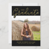 スクリプトモダンレタリングの卒業 案内状 (正面)