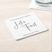 スクリプトモダンレッツトーストウェディングシャワー スクエアペーパーコースター (アングル)