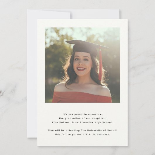 スクリプトモダン卒業アドベンチャーの写真を開始 案内状 (裏面)