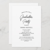 スクリプトモダン卒業パーティ招待状 招待状 (正面/裏面)