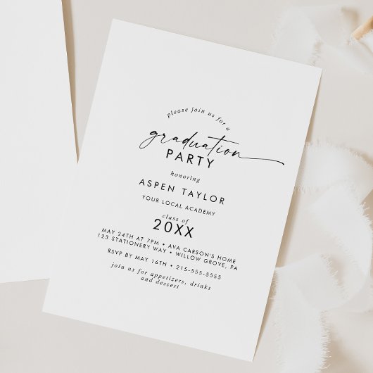 スクリプトモダン卒業パーティ招待状 招待状