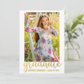 スクリプトモダン卒業発表カード金ゴールドW 案内状 (スタンド正面)