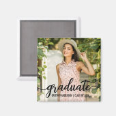 スクリプトモダン卒業発表フォトスクエア マグネット (正面/裏面)