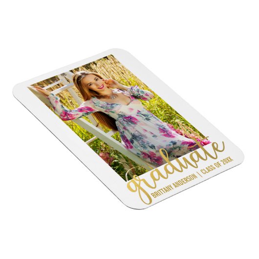 スクリプトモダン卒業発表フォト金ゴールドW マグネット (右側)