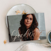 スクリプトモダン卒業箔招待状