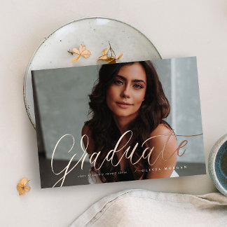 スクリプトモダン卒業箔招待状 箔招待状