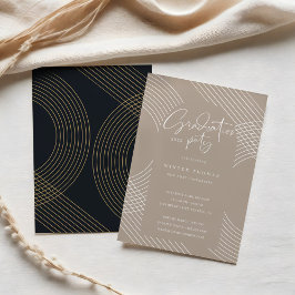 スクリプトモダン同心円アーチ卒業パーティー 招待状