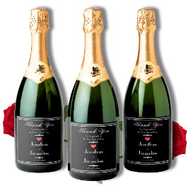 スクリプトモダン名に感謝の意を結婚表す スパークリングワインラベル