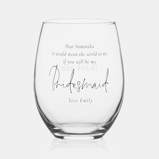 スクリプトモダン名の日付ありがとうご婚約者の贈り物 ステムなしワイングラス (正面)