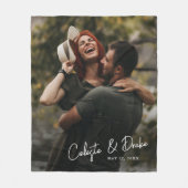 スクリプトモダン名カップルフォト結婚ズ フリースブランケット (正面)