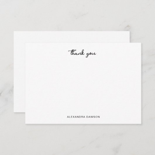 スクリプトモダン名ノートカードに感謝 サンキューカード (正面/裏面)