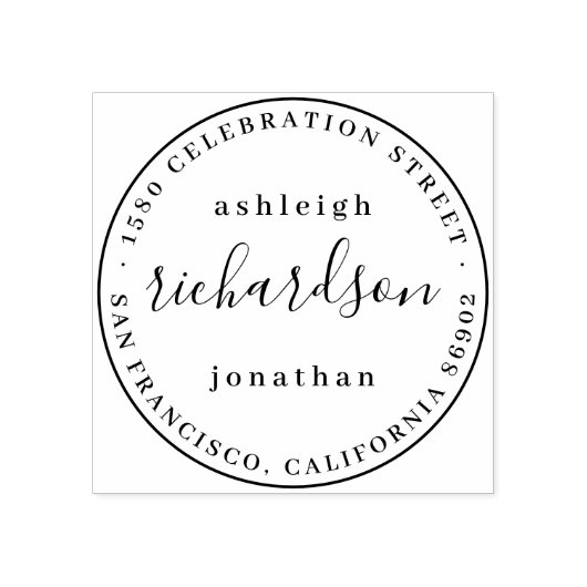 スクリプトモダン名ラウンドの結婚差出人住所 ラバースタンプ (インプリント)