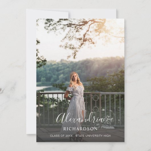 スクリプトモダン名Ver写真卒業のお知らせ 招待状 (正面)