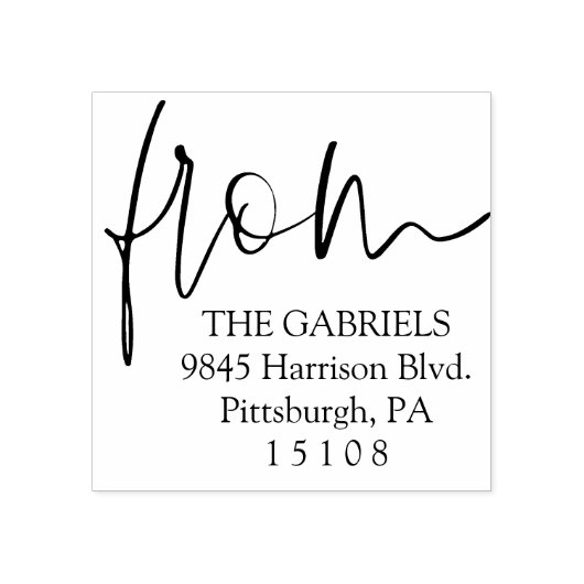 スクリプトモダン差出人住所から ラバースタンプ (インプリント)