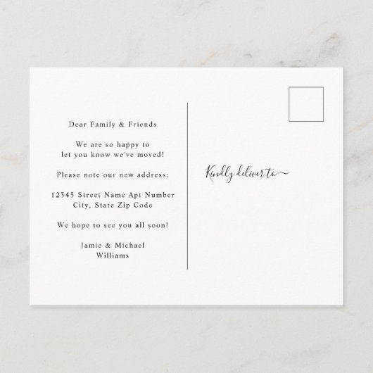 スクリプトモダン引っ越しました金ゴールドバードハウス移動 案内ポストカード (裏面)