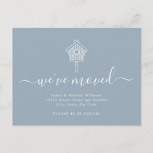 スクリプトモダン引っ越しましたBirdHouse移動 案内ポストカード (正面)