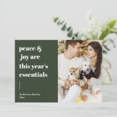 スクリプトモダン引用文平和と喜びの休日の写真 シーズンカード (スタンド正面)