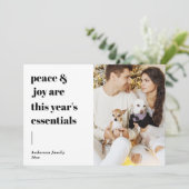 スクリプトモダン引用文平和と喜びの休日の写真 シーズンカード (スタンド正面)