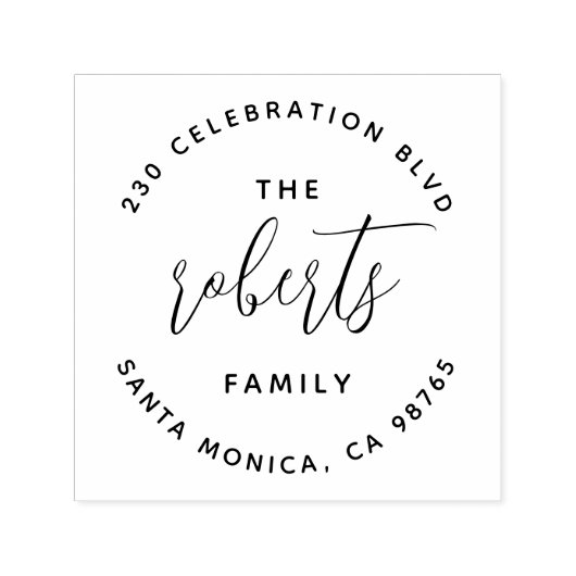 スクリプトモダン循環ファミリ名差出人住所 セルフインキングスタンプ (デザイン)