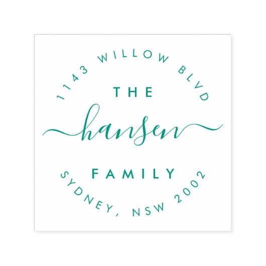 スクリプトモダン循環ファミリ名差出人住所 セルフインキングスタンプ (デザイン)