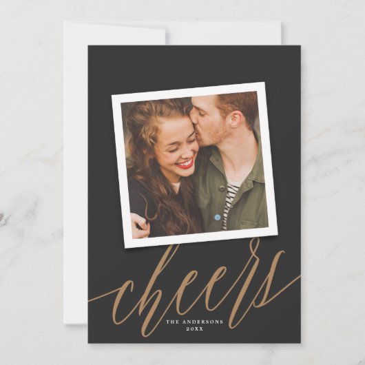 スクリプトモダン応援年末年始の休日のフォトカード シーズンカード (正面)