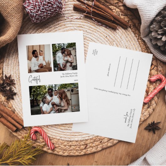 スクリプトモダン感謝の中心の3写真 シーズンポストカード