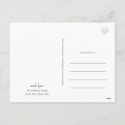 スクリプトモダン感謝の中心の3写真 シーズンポストカード (裏面)