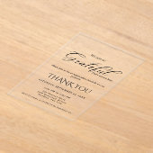 スクリプトモダン感謝パーティー，感謝パーティー アクリル招待状 (レイダウン)